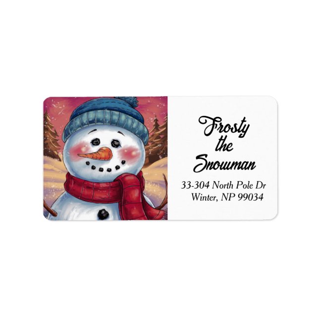 Etiqueta Rótulo de Endereço de Devolução Snowman congelado (Frente)
