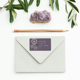 Etiqueta Rótulo de Endereço de Dragonflies Roxos