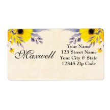Rótulo de endereço de expedição floral amarelo per