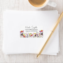 Rótulo de Endereço de Flores Selvagens