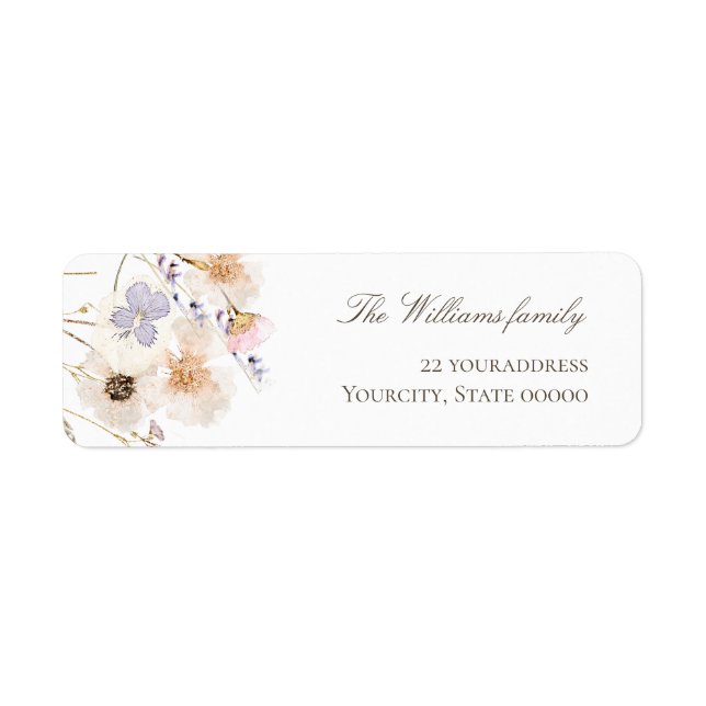 Etiqueta rótulo de endereço de flores silvestres (Frente)