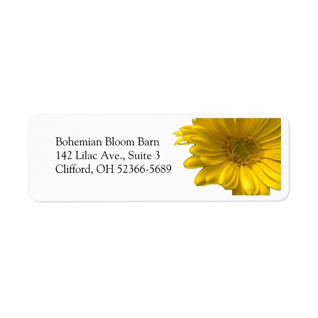 Etiqueta Rótulo de Endereço de Gerbera Daisy Amarelo (Frente)