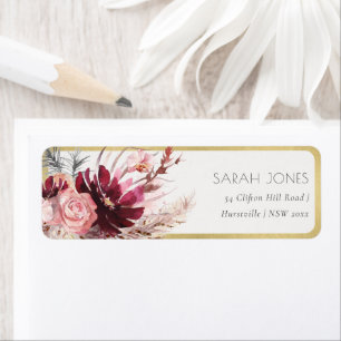Etiqueta Rótulo de Endereço de Grass Floral de Blush Floral