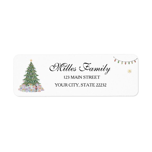 Etiqueta Rótulo de Endereço de Natal Árvore de Natal (Frente)