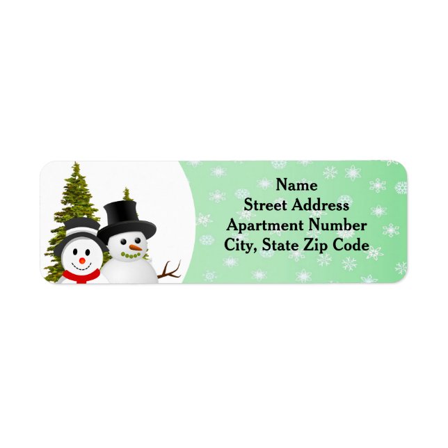 Etiqueta Rótulo de Endereço de Natal com Boneco de Neve e F (Frente)