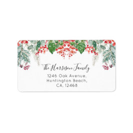 Etiqueta Rótulo de Endereço de Natal do Winter Berries Gree