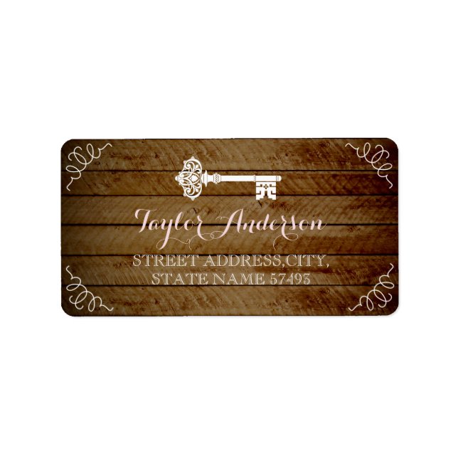 Etiqueta Rótulo de Endereço de Procura da Madeira Chave Vin (Frente)