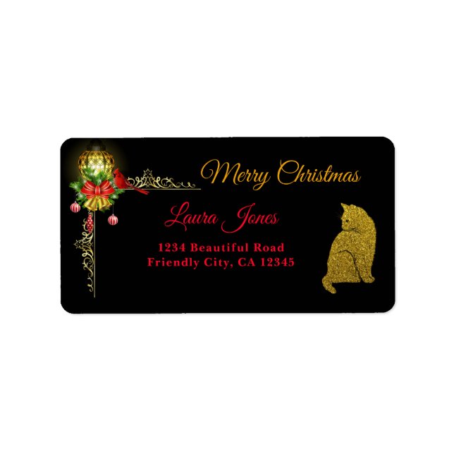 Etiqueta Rótulo De Endereço De Regresso Dourado E Vermelho  (Frente)