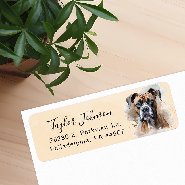 Etiqueta Rótulo de Endereço de Remessa de Cachorro Boxer (Criador carregado)