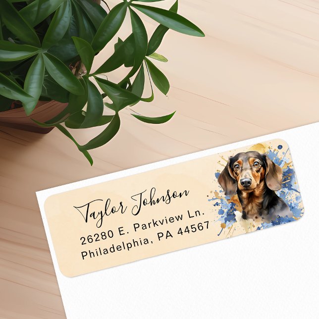 Etiqueta Rótulo de Endereço de Remessa do Cão Dachshund (Criador carregado)