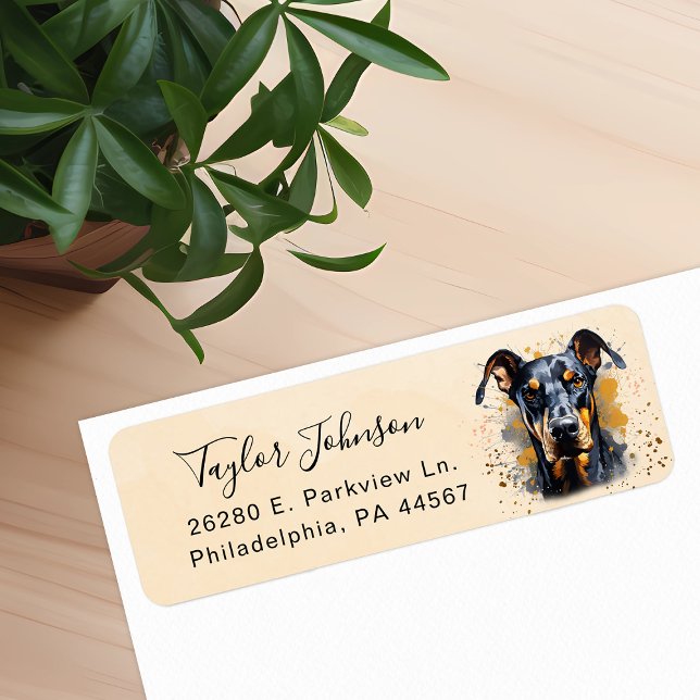 Etiqueta Rótulo de Endereço de Remessa Doberman Pinscher (Criador carregado)
