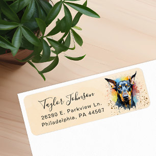 Etiqueta Rótulo de Endereço de Remessa Doberman Pinscher