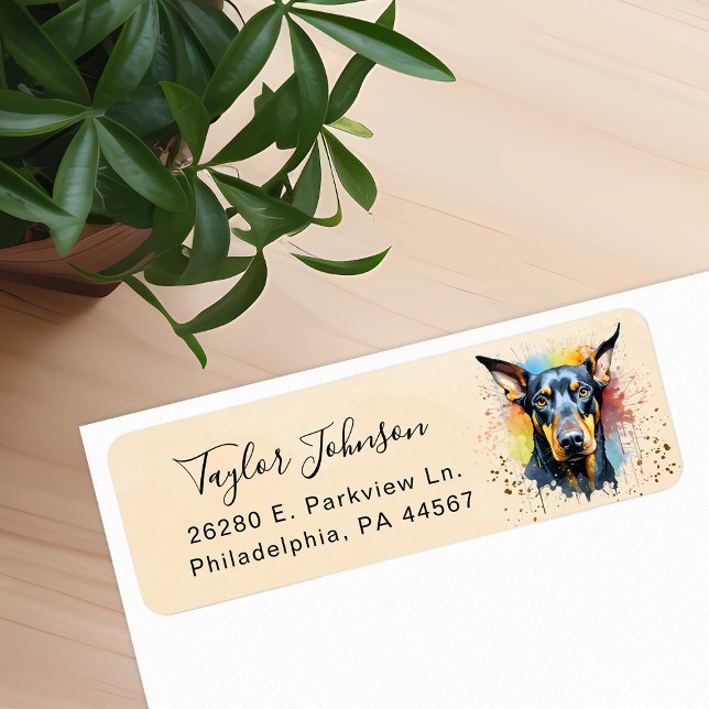 Etiqueta Rótulo de Endereço de Remessa Doberman Pinscher (Criador carregado)