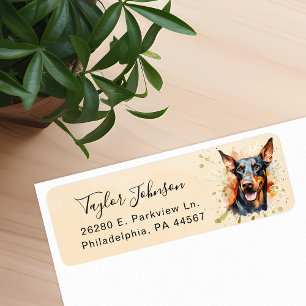 Etiqueta Rótulo de Endereço de Remessa Doberman Pinscher