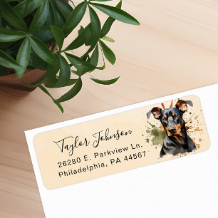 Etiqueta Rótulo de Endereço de Remessa Doberman Pinscher