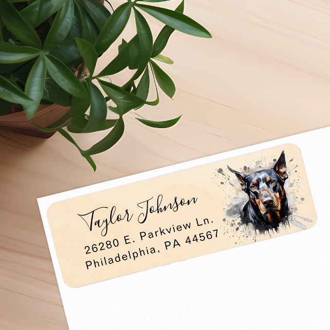 Etiqueta Rótulo de Endereço de Remessa Doberman Pinscher (Criador carregado)