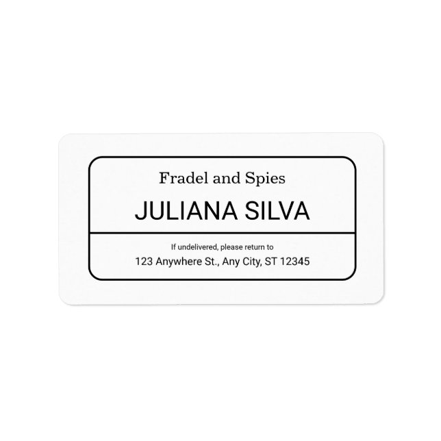 Etiqueta Rótulo de Endereço de Remetente Personalizado (Frente)