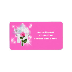 Etiqueta Rótulo de Endereço de Resurretação Rosa