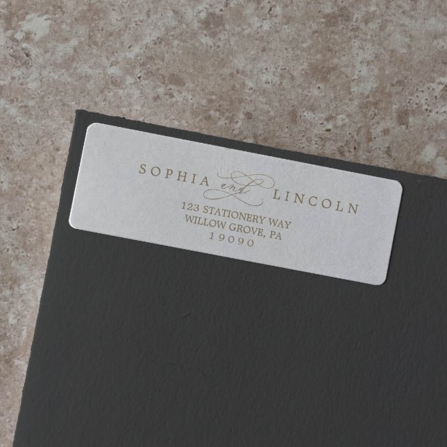 Etiqueta Rótulo de Endereço de Retorno da Caligrafia Dourad (Criador carregado)