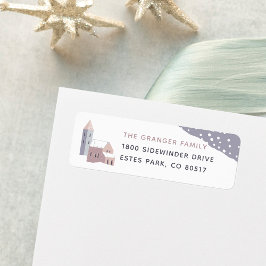 Etiqueta Rótulo de Endereço de Retorno da Vila Snowy