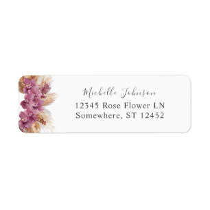 Etiqueta Rótulo de Endereço de Retorno de Boho Floral Puro