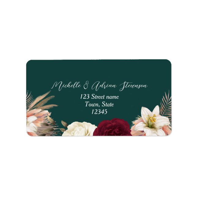 Etiqueta Rótulo de Endereço de Retorno de Casamento Floral  (Frente)
