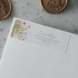 Etiqueta Rótulo de Endereço de Retorno de Flor Selvagem Col