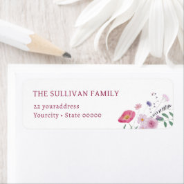 Etiqueta Rótulo de endereço de retorno de flores silvestres