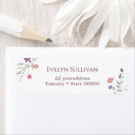 Etiqueta Rótulo de endereço de retorno de flores silvestres
