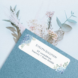 Etiqueta Rótulo de endereço de retorno de hydrangea azul