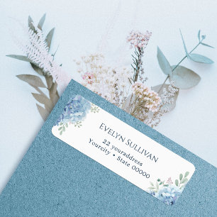 Etiqueta Rótulo de endereço de retorno de hydrangea azul