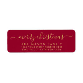 Etiqueta Rótulo de Endereço de Retorno de Natal Dourado e R