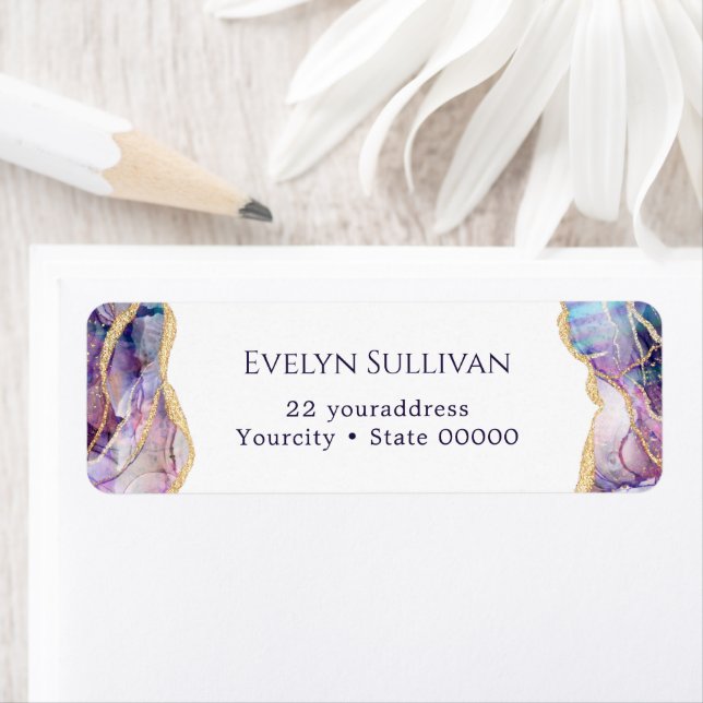 Etiqueta Rótulo de endereço de retorno de opal roxo (Insitu)