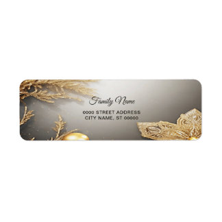 Etiqueta Rótulo de Endereço de Retorno Decorativo Dourado Ú