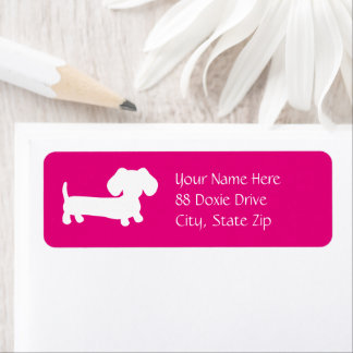 Etiqueta Rótulo de Endereço de Retorno do Dachshund Rosa pa