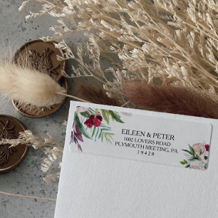 Etiqueta Rótulo de endereço de retorno do Floral Tropical