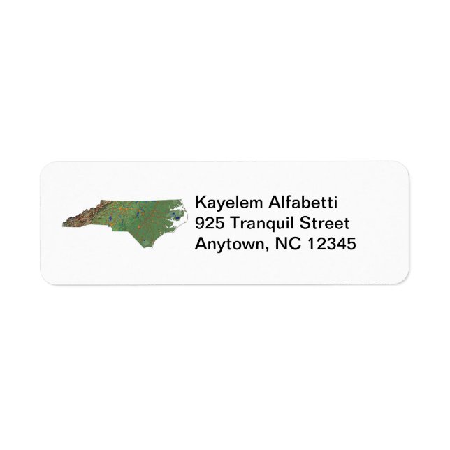 Etiqueta Rótulo de Endereço de Retorno do Mapa da Carolina  (Frente)