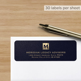 Etiqueta Rótulo de Endereço de Retorno do Monograma Elegant