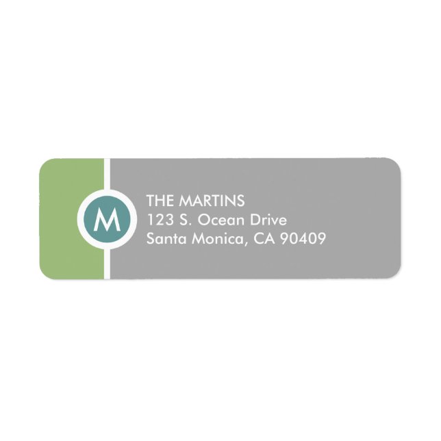 Etiqueta Rótulo de Endereço de Retorno do Monograma Moderno (Frente)