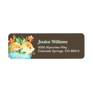 Etiqueta Rótulo de Endereço de Retorno do Woodland Bunny