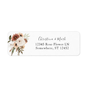 Etiqueta Rótulo de Endereço de Retorno Floral de Boho Neutr