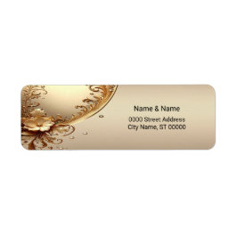 Etiqueta Rótulo de Endereço de Retorno Floral Dourado Ornam