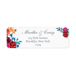 Etiqueta Rótulo de Endereço de Retorno Floral Moderno Elega