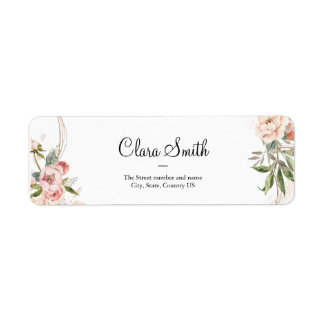 Etiqueta Rótulo de endereço de retorno floral, rosa, rosas