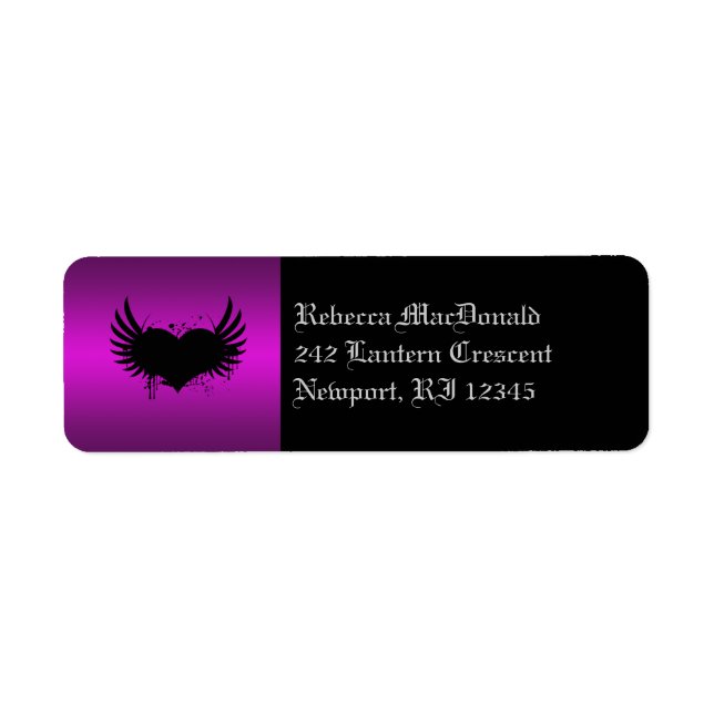 Etiqueta Rótulo de Endereço de Retorno Gótico Preto e Roxo (Frente)