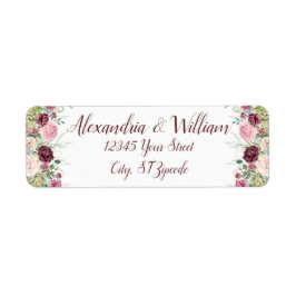 Etiqueta Rótulo de Endereço de Retorno Romântico de Rosa Ca