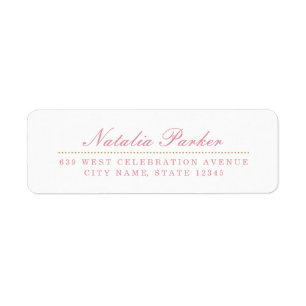 Etiqueta Rótulo de Endereço de Retorno Rosa e Dourado