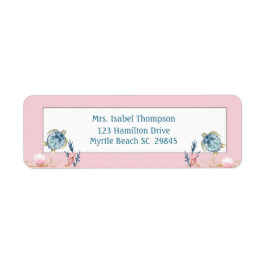 Etiqueta Rótulo de Endereço de Retorno Rosa Tartaruga do Ma