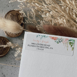 Etiqueta Rótulo de Endereço de Retorno Tropical Rosa Modern
