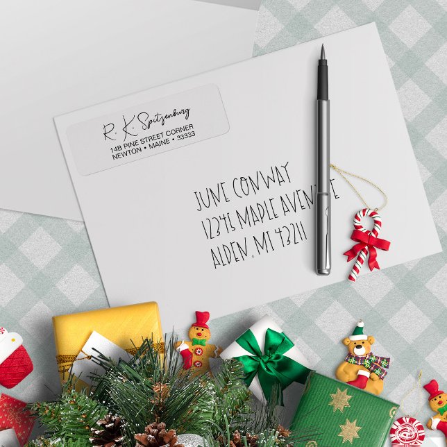 Etiqueta Rótulo de Endereço de Script Preto Mínimo (Criador carregado)